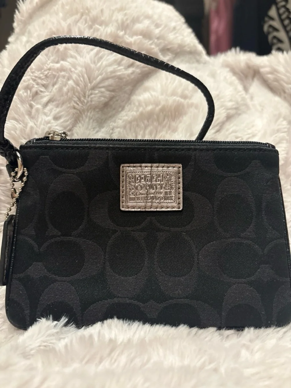 Coach Black Signature Canvas Wristlet